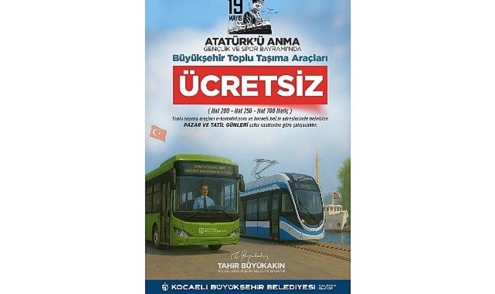 19 Mayıs'ta Kocaeli'nde ulaşım &uuml;cretsiz